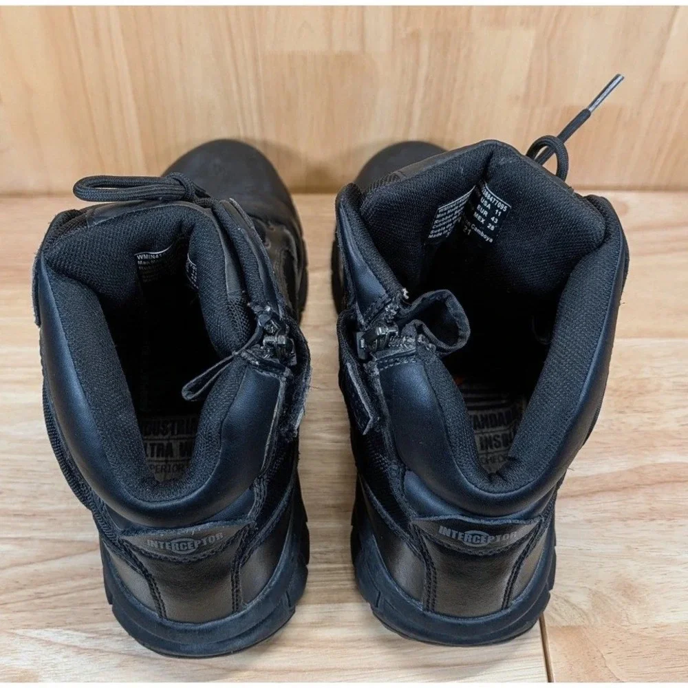 Interceptor Mens Black Tactical Patrol Boots Side Zip Work Shoes‎ Size 11